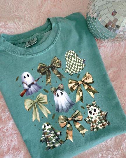 Hunting Ghost Coquette DTF Graphics On Seafoam
