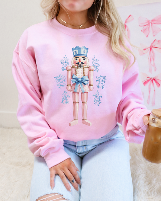 Blue Floral Nut Cracker DTF Graphics